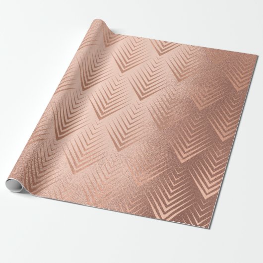 Art Deco Blush Roos Koper Elegant Geometry Cadeaupapier (Uitgerold)