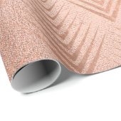 Art Deco Blush Roos Koper Elegant Geometry Cadeaupapier (Rol Hoek)