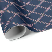 Art Deco Blush Roze Diamanten op Navy Blue Cadeaupapier (Rol Hoek)