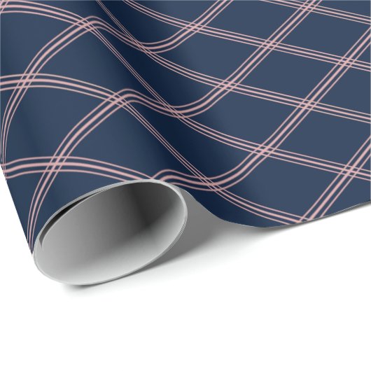 Art Deco Blush Roze Diamanten op Navy Blue Cadeaupapier (Rol Hoek)
