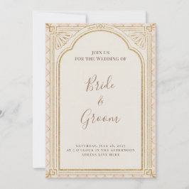 Art Deco Blush Roze Gouden Boog Gatsby Elegant Jar Kaart