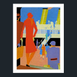 Art Deco Boarding Poster<br><div class="desc">deco oceaanlijnschip met een poster dat aan de wand van het schip staat.</div>