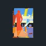 Art Deco Boarding - XL Canvas Afdruk<br><div class="desc">deco oceaanlijnschip met een poster dat aan de wand van het schip staat.</div>