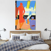 Art Deco Boarding - XL Canvas Afdruk (Insitu (Slaapkamer))