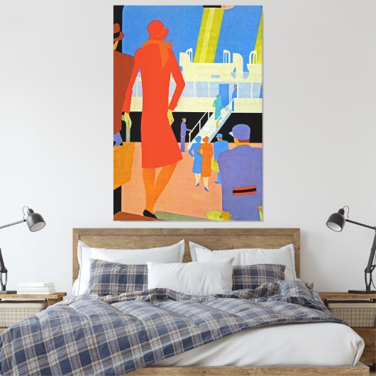 Art Deco Boarding - XL Canvas Afdruk (Insitu (Slaapkamer))