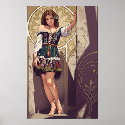 Art Deco - Boerenmeisje Poster (Voorkant)