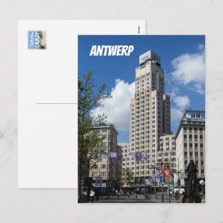 Art Deco Boerentoren stadsgezicht, Antwerpen Feestdagenkaart