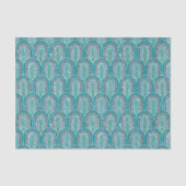 Art Deco Bogen, Blauwgroen geometrische,  stijl Tissuepapier (Voorkant)