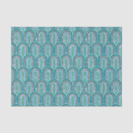 Art Deco Bogen, Blauwgroen geometrische,  stijl Tissuepapier