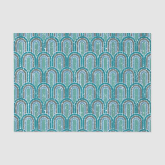 Art Deco Bogen, Blauwgroen geometrische, stijl Tissuepapier (Voorkant)