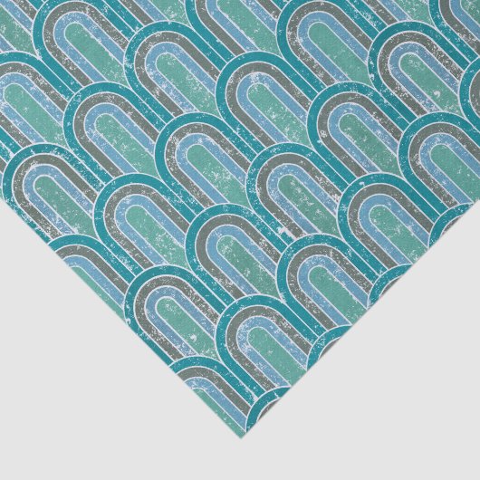 Art Deco Bogen, Blauwgroen geometrische,  stijl Tissuepapier (Detail)