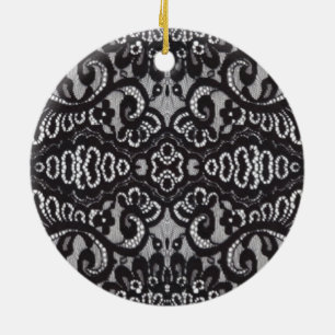 Art Deco Boheemse Chic bloemengotische zwarte kant Keramisch Ornament