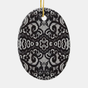 Art Deco Boheemse Chic bloemengotische zwarte kant Keramisch Ornament