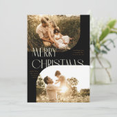 Art Deco Boog 2-foto Prettig Kerstmis Fotokaart Kaart (Staand voorkant)