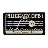  Art Deco Bookplate Gepersonaliseerd Monogram Etiket (Voorkant)