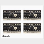  Art Deco Bookplate Gepersonaliseerd Monogram Rechthoekige Sticker (Vel)