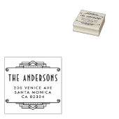 Art Deco Border Aangepaste familienaam Terug Adres Rubberstempel (Gestempeld)