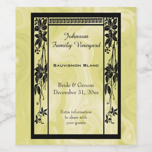  Art Deco Border lijst Wijn Etiket (Enkel label)