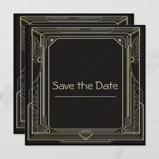Art Deco Border Save the Date (Voorkant / Achterkant)