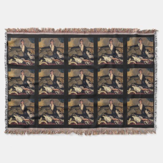Art Deco Borzoi Blanket Throw Deken (Voorkant)
