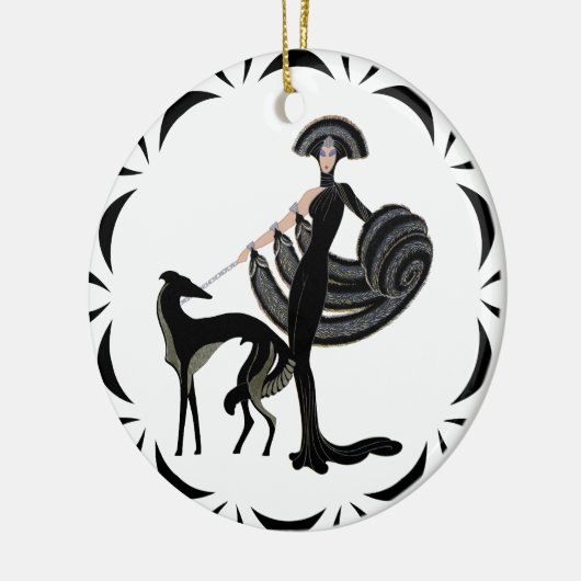 Art Deco Borzoi Ceramic Ornament (Links)