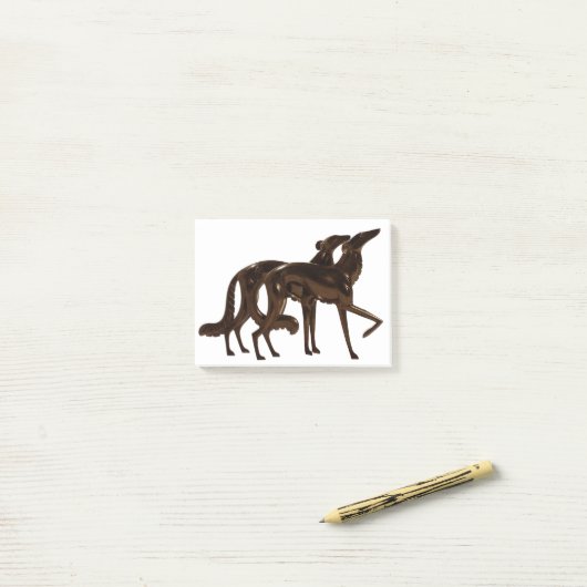 Art Deco Borzoi Duo Brons Post-it® Notes (Op bureau)