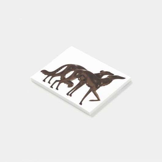 Art Deco Borzoi Duo Brons Post-it® Notes (Schuin)