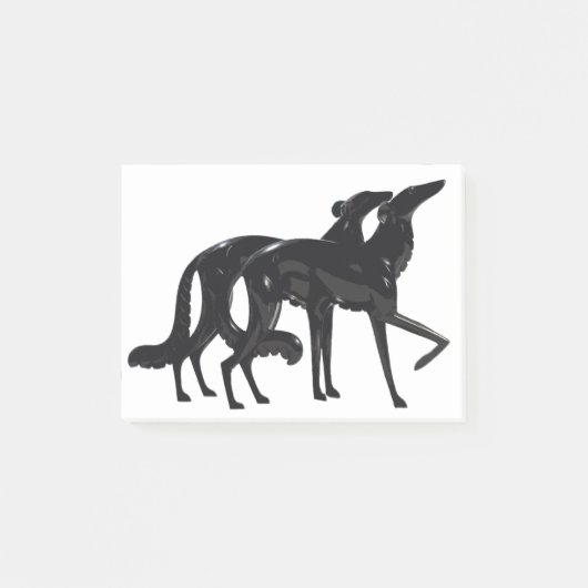 Art Deco Borzoi Duo Zwart Post-it® Notes (Voorkant)