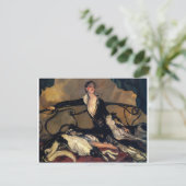 Art Deco Borzoi en Lady Lounging Briefkaart (Staand voorkant)