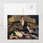 Art Deco Borzoi en Lady Lounging Briefkaart (Voorkant / Achterkant)