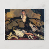 Art Deco Borzoi en Lady Lounging Briefkaart (Voorkant)