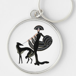 Art Deco Borzoi-sleutelhanger Sleutelhanger
