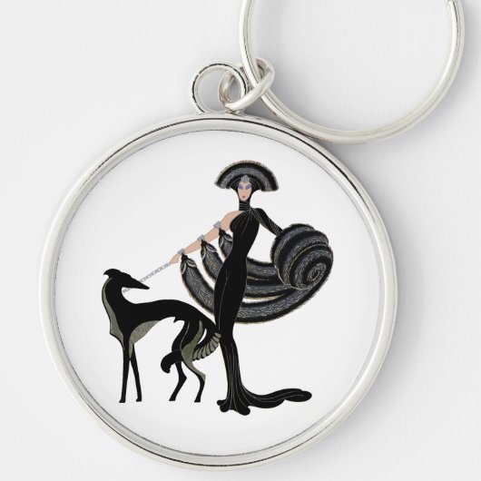 Art Deco Borzoi-sleutelhanger Sleutelhanger (Voorkant)