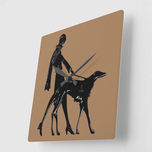 Art Deco Borzoi Stroll Klok (Hoek)