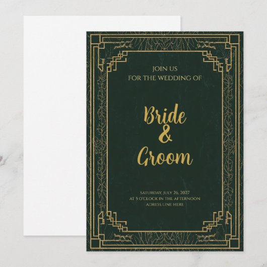 Art Deco bosgroen goud Kaart (Voorkant / Achterkant)