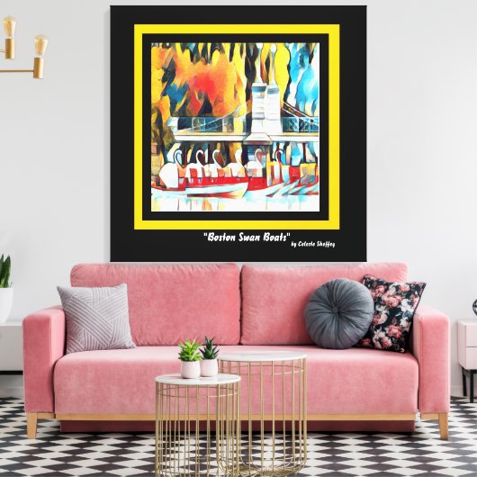 Art Deco Boston Swan Boats Canvas Afdruk (Insitu (Woonkamer))