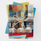 Art Deco Boston Swan Boats Inpakpapier Vel (In situ)