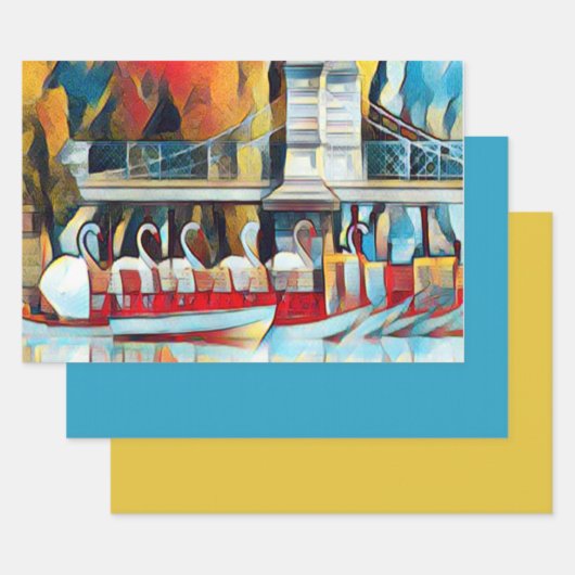 Art Deco Boston Swan Boats Inpakpapier Vel (Set)
