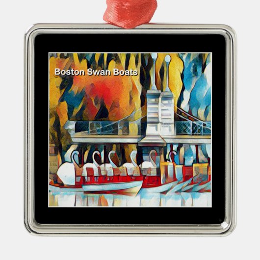 Art Deco Boston Swan Boats Metalen Ornament (Voorkant)