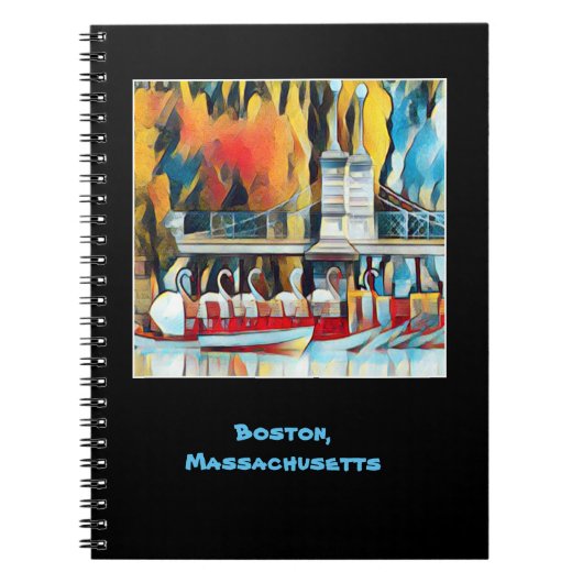 Art Deco Boston Swan Boats Notitieboek (Voorkant)