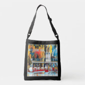 Art Deco Boston Swan Boats op zwarte achtergrond Crossbody Tas (Achterkant)