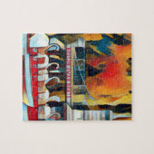 Art Deco Boston Swan Boats op zwarte achtergrond Legpuzzel (Horizontaal)