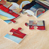 Art Deco Boston Swan Boats op zwarte achtergrond Legpuzzel (Zijkant)