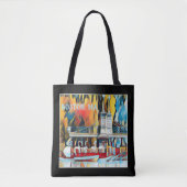 Art Deco Boston Swan Boats op zwarte achtergrond Tote Bag (Voorkant)