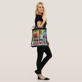 Art Deco Boston Swan Boats op zwarte achtergrond Tote Bag (Op model)