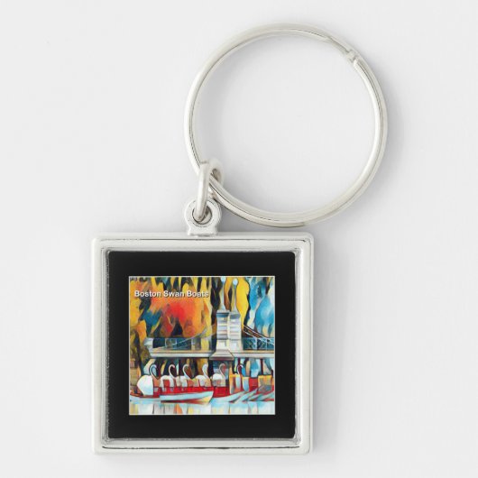 Art Deco Boston Swan Boats Sleutelhanger (Voorkant)