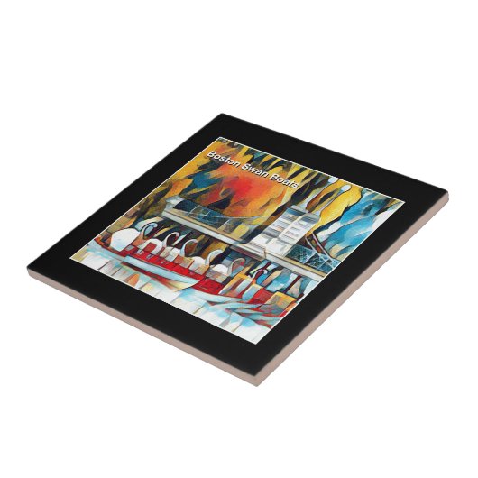 Art Deco Boston Swan Boats Tegeltje (Zijkant)