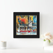 Art Deco Boston Swan Boats Vierkante Klok (Huis)