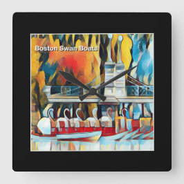 Art Deco Boston Swan Boats Vierkante Klok