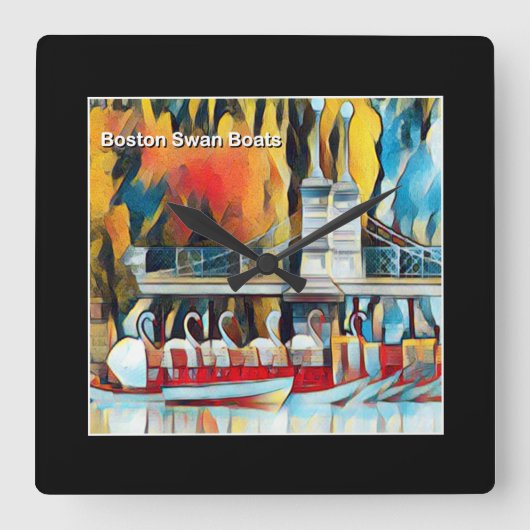 Art Deco Boston Swan Boats Vierkante Klok (Voorkant)